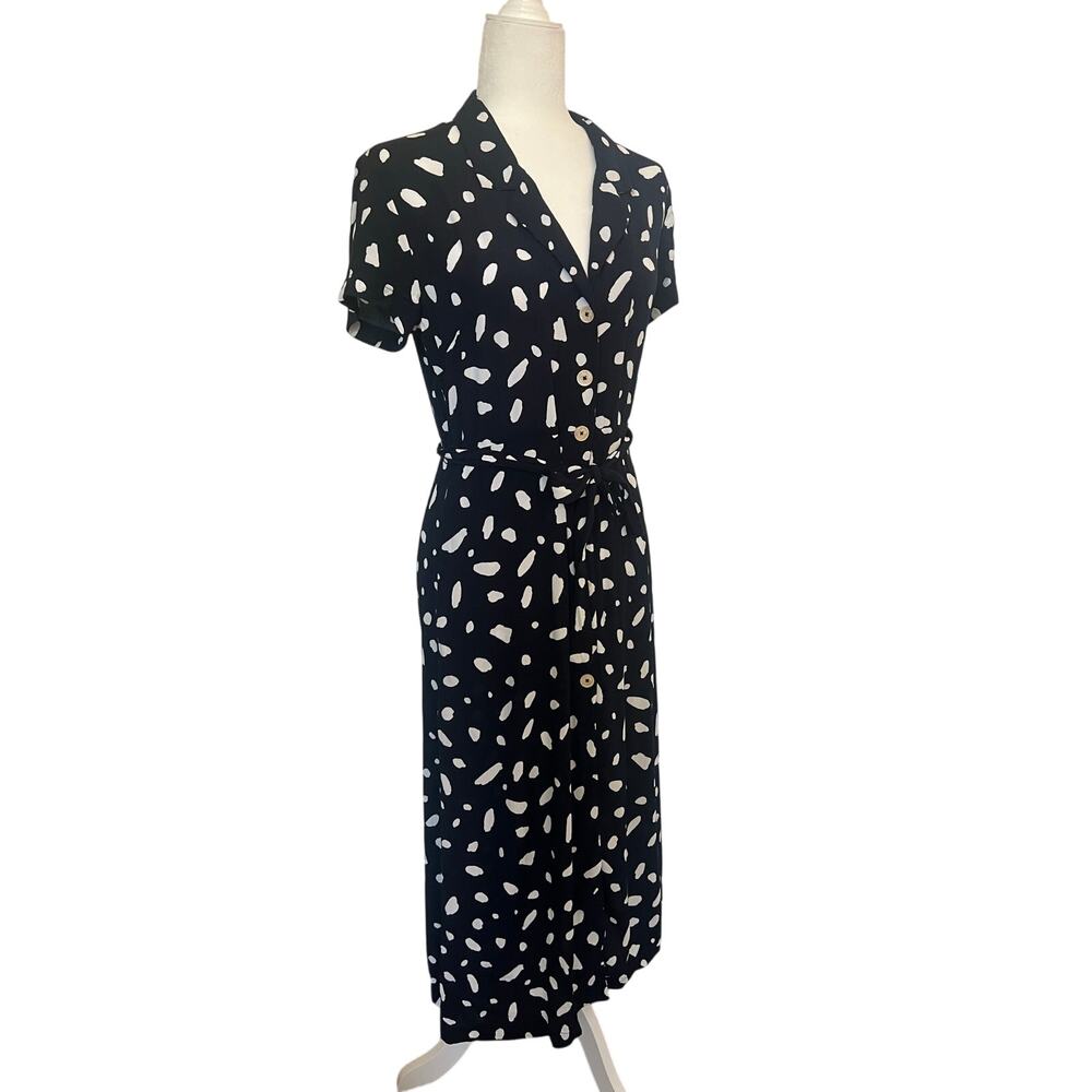 Aritzia Wilfred Midi Dress Coastal Button Down Navy White - Picture 2 of 7